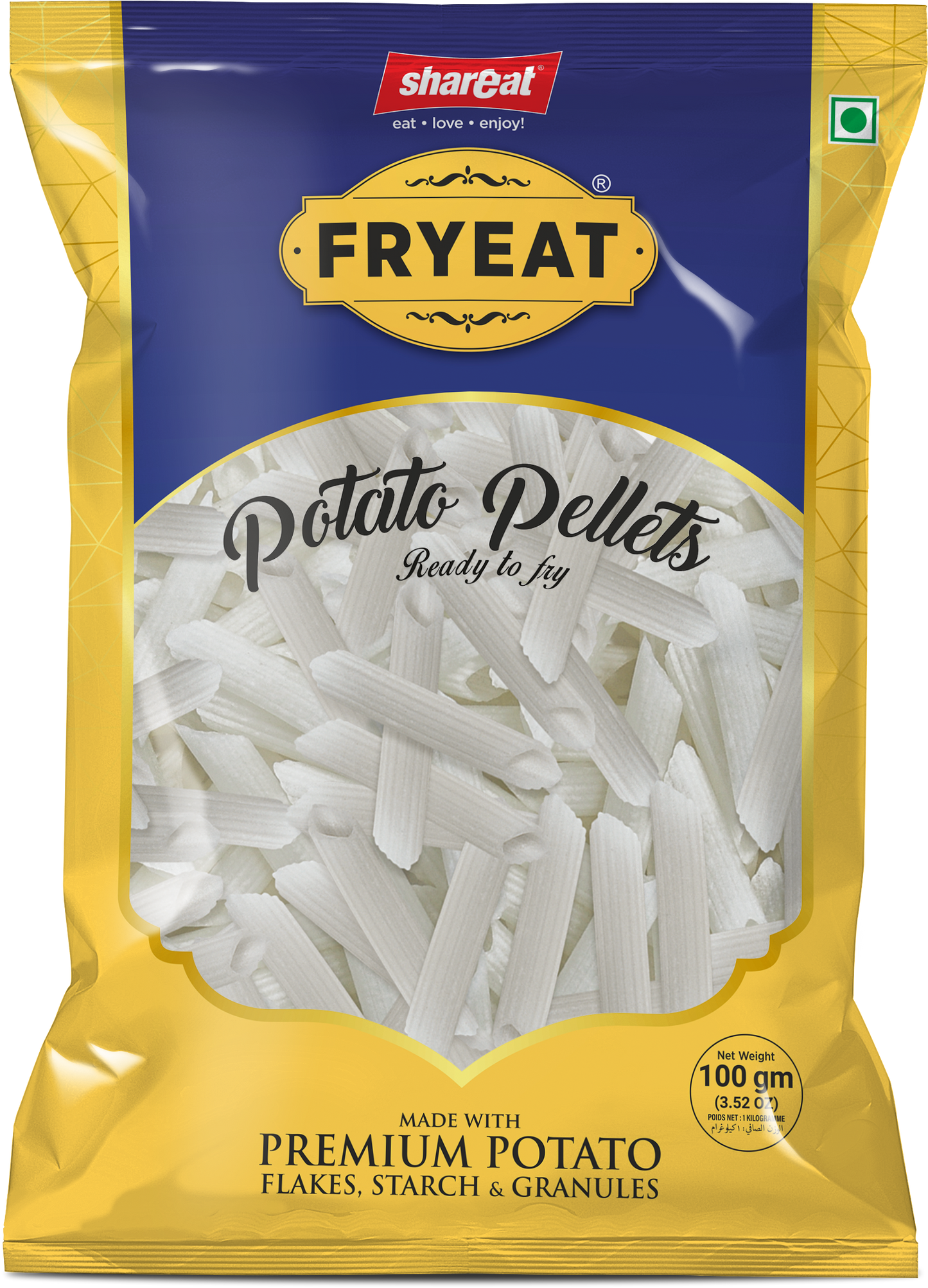 Fryeat Penne Potato Pellets For Vrat/Fast (100 Gram)