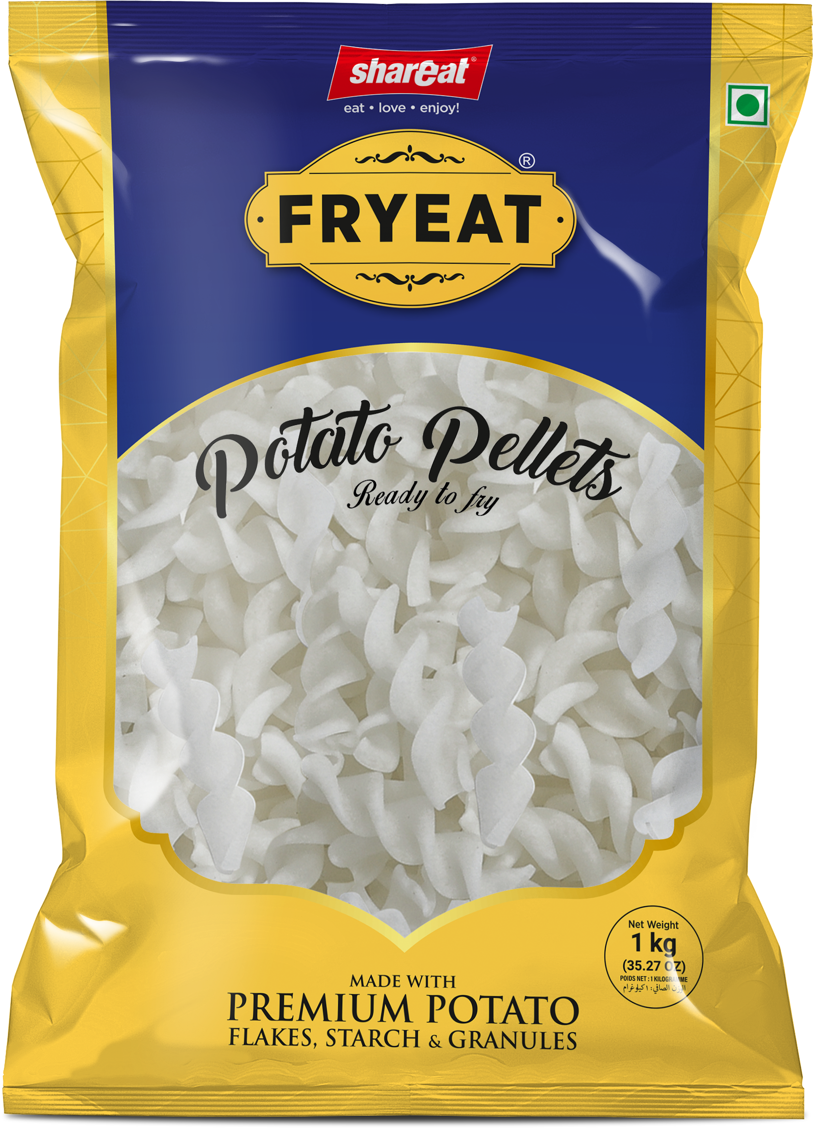 Fryeat Raw Potato Pellets Spiral Shape - 1kg Perfect for Frying and Snacking